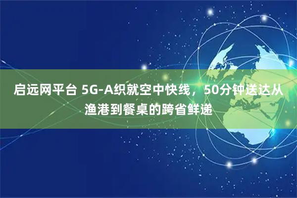 启远网平台 5G-A织就空中快线,50分钟送达从渔港到餐桌的跨省鲜递
